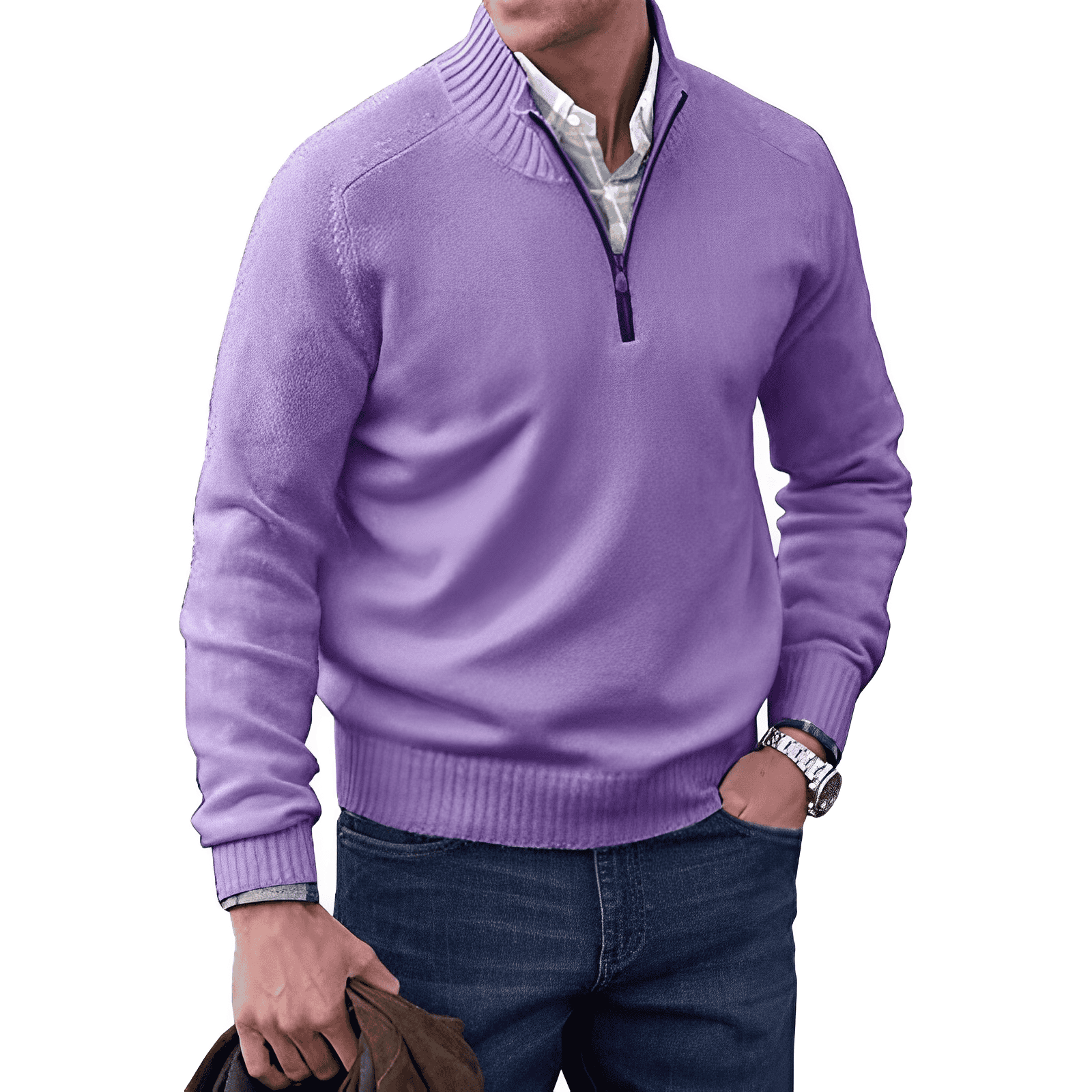 Julio | Jersey de punto casual con media cremallera para hombre