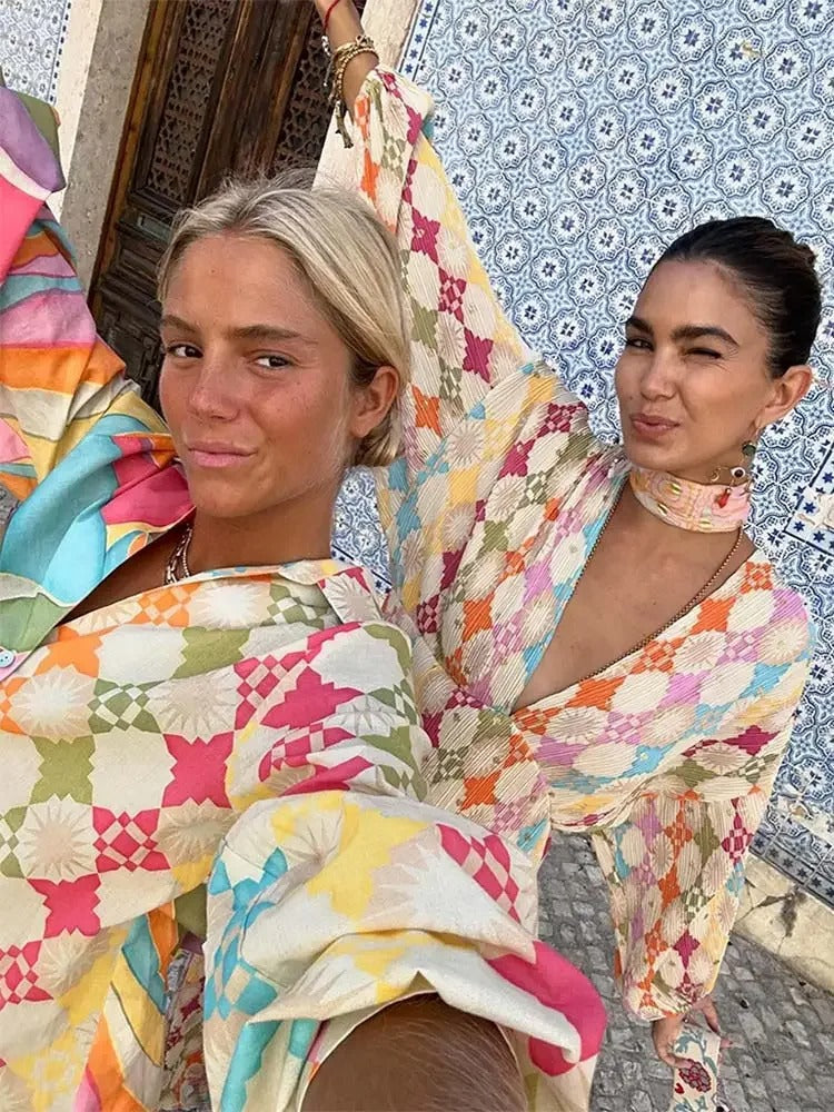 Lina | Conjunto casual de invierno para mujer de dos piezas colorido
