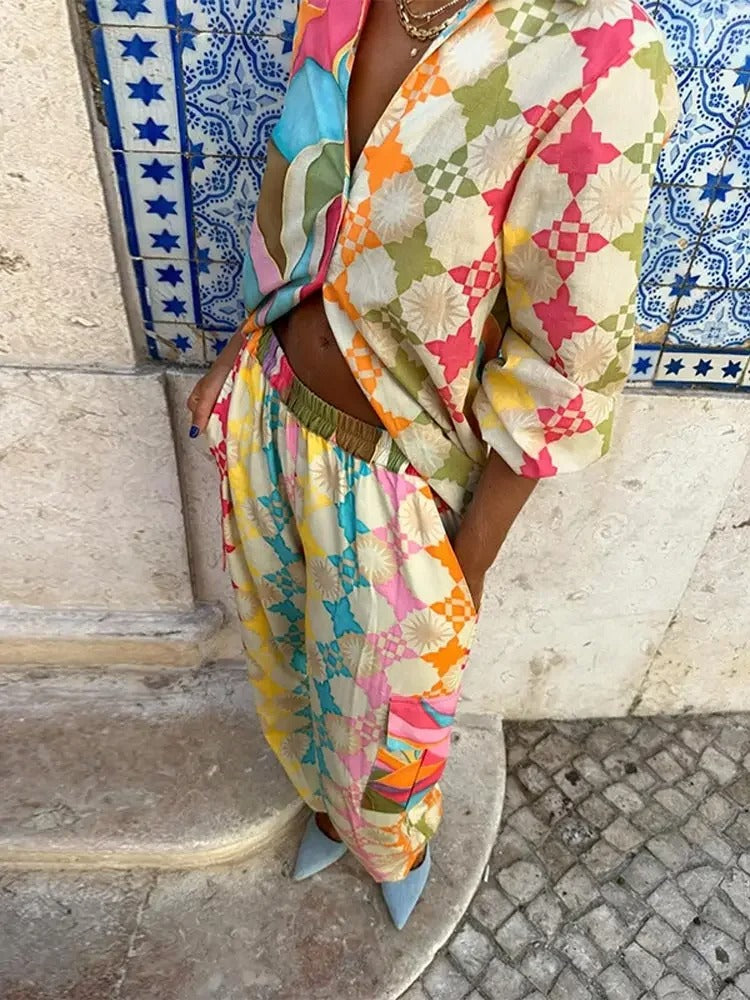 Lina | Conjunto casual de invierno para mujer de dos piezas colorido