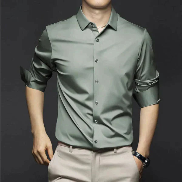 Aquiles | Camisa elástica de primavera de corte slim para hombre