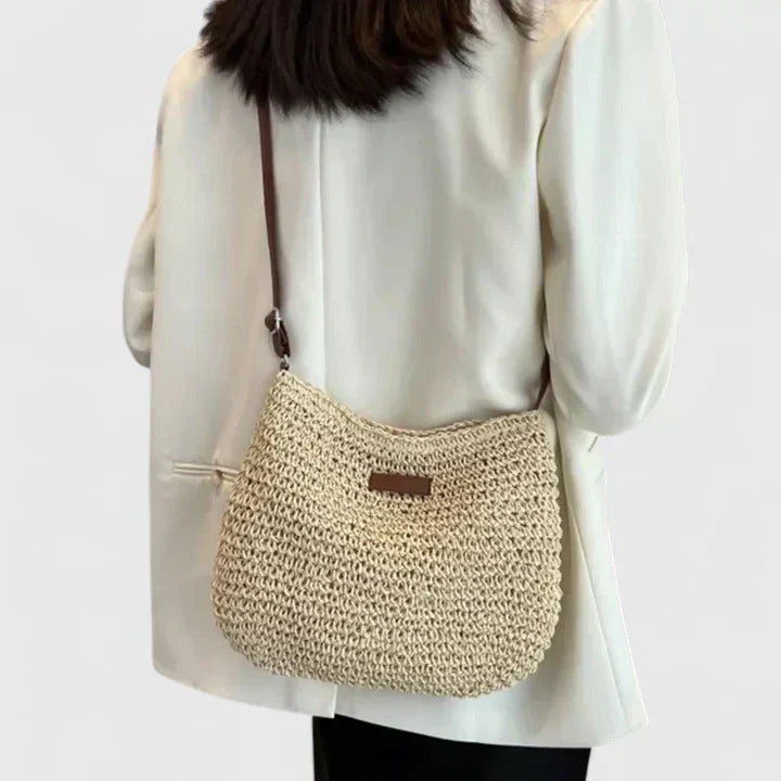 Leyley | Bolso Bandolera de Rafia con Correa Larga