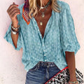Alviera | Blusa estampada para mujer con botones y manga corta amplia