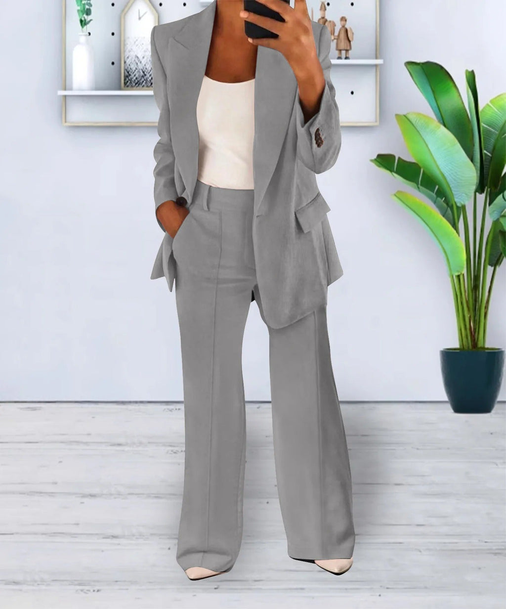 Clarimara | Conjunto para mujer de un botón con pantalones anchos | Estructurado