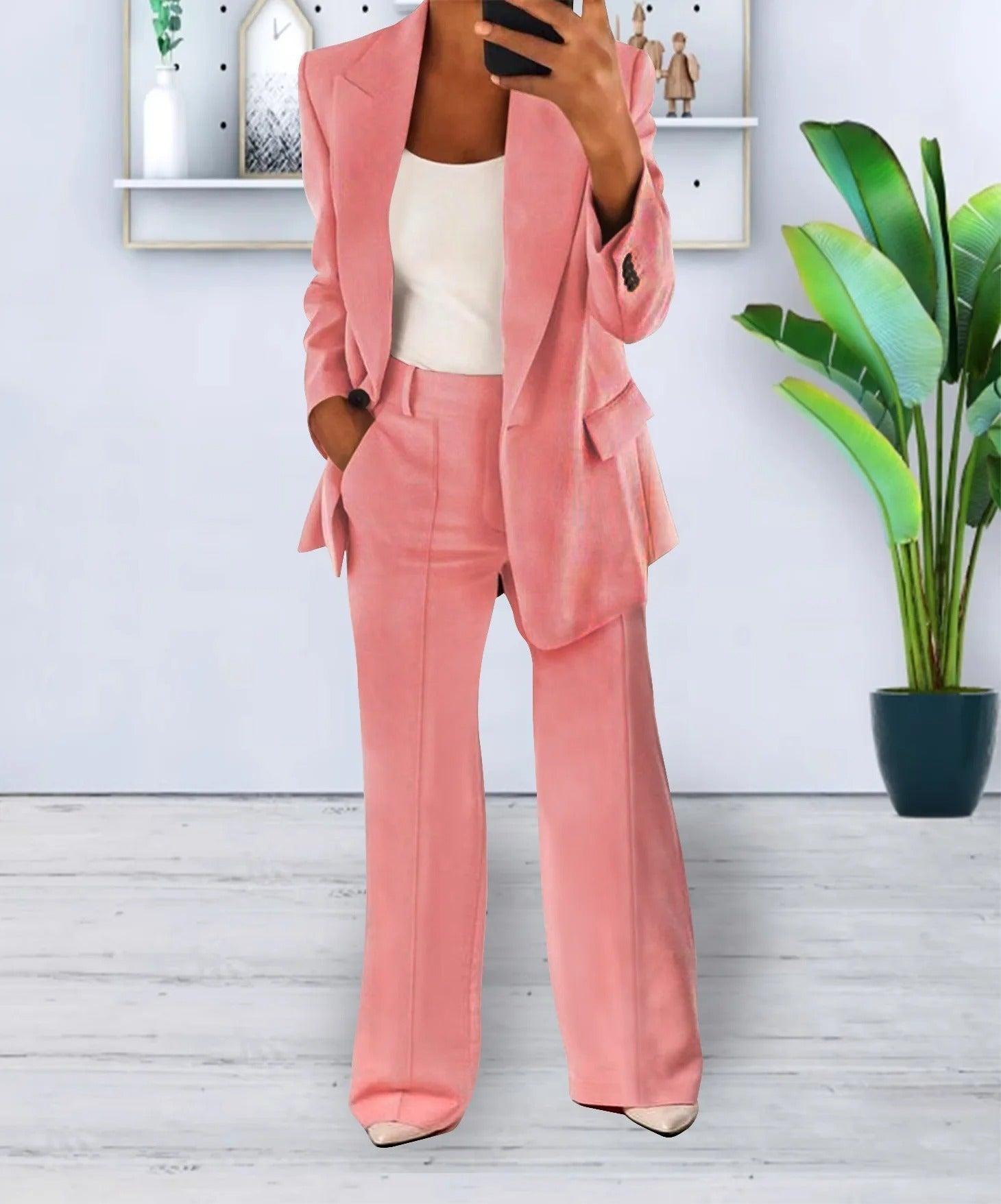 Clarimara | Conjunto para mujer de un botón con pantalones anchos | Estructurado