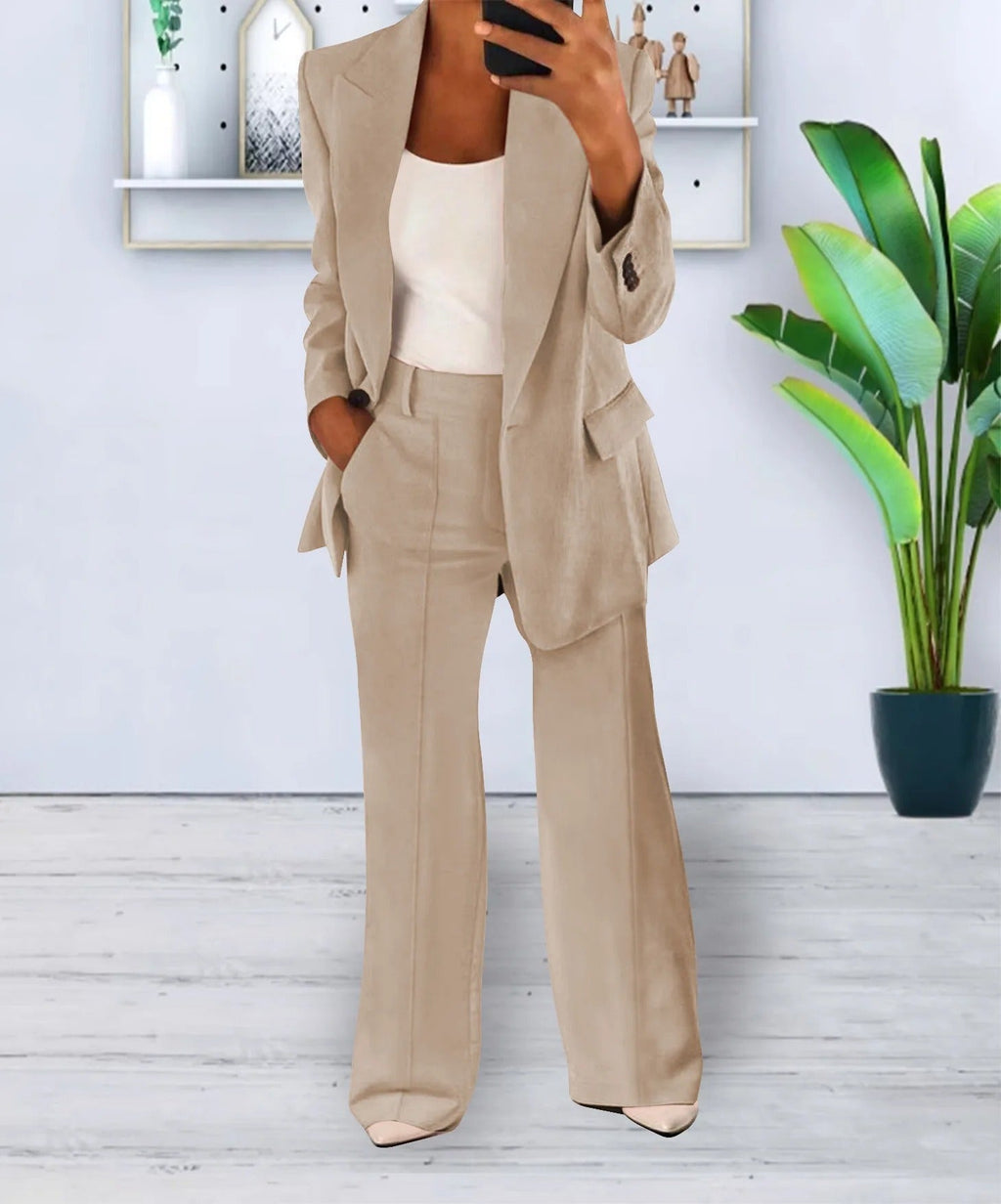 Clarimara | Conjunto para mujer de un botón con pantalones anchos | Estructurado